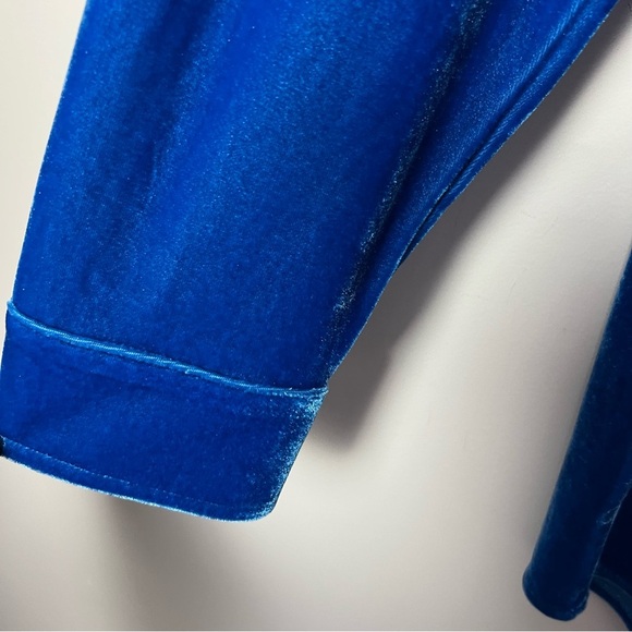Soft Surroundings Royal Blue Rich Velvet Boyfriend Button Up Shirt XL Classic - Picture 5 of 10